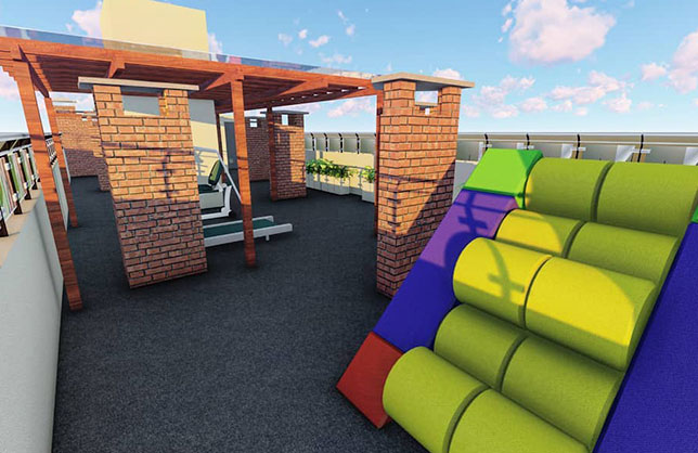 Terraza con juegos y Gimnasio